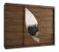 Kleiderschrank / Schiebetürenschrank | Farbe: Walnuss | Aluminiumschienen | 10 Fächer | 2,5 Meter breit | zwei Spiegeltüren | PVC-Furnier | zwei Kleiderstangen
