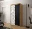 Moderner Kleiderschrank mit stylischen Design Dom 02, Farbe: Eiche Artisan / Weiß matt / Schwarz matt - Abmessungen: 200 x 100 x 62 cm (H x B x T), mit fünf Fächern und zwei Kleiderstangen