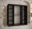Eleganter Kleiderschrank mit Marmor Optik Hochfeiler 38, Farbe: Schwarz / Weißer Marmor - Abmessungen: 200 x 180 x 62 cm (H x B x T), mit 10 Fächern und zwei Spiegel