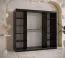 Kleiderschrank im modernen Stil Hochfeiler 68, Farbe: Schwarz / Schwarzer Marmor - Abmessungen: 200 x 200 x 62 cm (H x B x T), mit 10 Fächern und einen Spiegel