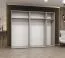 Drehtürenschrank / Kleiderschrank Korab 94, Farbe: Schwarz, zwei Spiegeltüren, drei Kleiderstangen, Griffe: Schwarz, 2,5 Meter breit, Soft-Close-Funktion