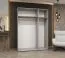Kleiderschrank mit zwei Kleiderstangen Korab 124, Farbe: Weiß, 1,5 Meter breit, Drehtürenschrank, Soft-Close-Funktion, Griffe: Schwarz, drei Spiegeltüren