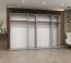 Kleiderschrank / Drehtürenschrank mit sechs Spiegeltüren Korab 163, Farbe: Kaschmir, 3 Meter breit, Griffe: Schwarz, vier Fächer, vier Kleiderstangen, Soft-Close