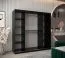 Moderner Kleiderschrank Elbrus 10, Schwarz Matt, Maße: 200 x 200 x 62 cm, 9 Holzeinlegeböden, 2 Kleiderstangen, Schiebetüren mit Spiegeln
