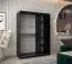 Schwarzer Kleiderschrank / Schiebetürenschrank im modernen Design, Elbrus 18, Matte Oberfläche, Maße: 200 x 150 x 62 cm, mit Aluminiumführungen