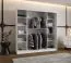 Schiebetürenschrank / Kleiderschrank | Weiß Matt | 10 Fächer | 2 Kleiderstangen | 200 x 62 x 200 cm | dekorative Spiegeltür | für Schlafzimmer