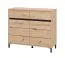 Kommode | 2 Drehtüren | Farbe: Eiche Artisan | 4 Fächer | Maße: 106 x 40 x 90 cm | ABS-Kanten | modernes Design | Beine: Schwarz | 2 Schubladen