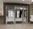 Drehtürenschrank mit drei Kleiderstangen Eiger 149, Farbe: Schwarz, 2,5 Meter breit, drei Fächer, Soft-Close-Funktion, Griffe: Schwarz, fünf Spiegeltüren