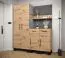 Moderner Schrank Morteratsch 01, Farbe: Eiche / Schwarz - Abmessungen: 196 x 74 x 46 cm (H x B x T), mit zwei Fächern und einer Kleiderstange