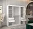 Kleiderschrank Jorasses 14, Farbe: Weiß, eine Spiegeltür, 1,8 Meter breit, Schiebetürenschrank, Aluminiumschienen, 10 Fächer, zwei Kleiderstangen