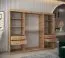 Schiebetürenschrank Jorasses 21, zwei Spiegeltüren, 2,5 Meter breit, Farbe: Eiche Artisan, 10 Fächer, Aluminiumschienen, Kleiderschrank, Schlafzimmer