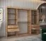 Schiebetürenschrank Aletschhorn 21, zwei Spiegeltüren, Farbe: Eiche Artisan, 2,5 Meter breit, 10 Fächer, zwei Kleiderstangen, Kleiderschrank, Aluminiumschienen