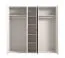 Kleiderschrank | 5-türig | Farbe: Kaschmir | 1 Spiegeltür | Maße: 224,5 x 56 x 210,5 cm | 2 Kleiderstangen | 7 Fächer | ABS-Kanten | Griffe & Beine: Metall