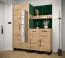 Eleganter Schrank mit Spiegel Morteratsch 02, Farbe: Eiche / Schwarz - Abmessungen: 196 x 74 x 46 cm (H x B x T), mit zwei Fächern und einer Kleiderstange