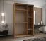 Kleiderschrank / Schiebetürenschrank | 245,5 x 150 x 64 cm | 6 Fächer | Farbe: Eiche Artisan | 2 Kleiderstangen | 2 Schiebetüren | Soft-Close | Spiegel