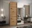 Kleiderschrank / Schiebetürenschrank | 245,5 x 150 x 64 cm | Farbe: Eiche Artisan | 2 Schiebetüren | Soft-Close | Spiegel | 2 Kleiderstangen | 6 Fächer