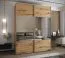 Kleiderschrank / Schiebetürenschrank | 2 Kleiderstangen | 245,5 x 200 x 64 cm | Spiegel | Soft-Close | 11 Fächer | 2 Schiebetüren | Farbe: Eiche Artisan