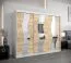 Schiebetürenschrank / Kleiderschrank Hacho 06 mit Spiegel, Farbe: Weiß matt / Eiche Sonoma - Abmessungen: 200 x 250 x 62 cm ( H x B x T)