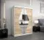 Schiebetürenschrank / Kleiderschrank Alphubel 03 mit Spiegel, Farbe: Weiß matt / Eiche Sonoma - Abmessungen: 200 x 150 x 62 cm ( H x B x T)