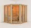 Sauna Laurino | 68 mm Wandstärke | Nordische Fichte | 196 x 196 x 198 cm | Superior Liegen aus massivem Espenholz | bronzierter Tür | Kopfstütze