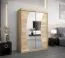 Schiebetürenschrank / Kleiderschrank Combin 03 mit Spiegel, Farbe: Eiche Sonoma - Abmessungen: 200 x 150 x 62 cm (H x B x T)