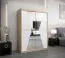 Schiebetürenschrank / Kleiderschrank Naranco 03 mit Spiegel, Farbe: Eiche Sonoma / Weiß matt - Abmessungen: 200 x 150 x 62 cm ( H x B x T)