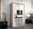 Schiebetürenschrank / Kleiderschrank Combin 02 mit Spiegel, Farbe: Eiche Sonoma / Weiß matt - Abmessungen: 200 x 120 x 62 cm (H x B x T)
