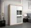 Schiebetürenschrank / Kleiderschrank Aizkorri 03A mit Spiegel, Farbe: Eiche Sonoma / Weiß matt - Abmessungen: 200 x 150 x 62 cm (H x B x T)