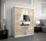 150 cm breiter Kleiderschrank mit 2 Türen | 5 Fächer | Farbe: Sonoma Eiche / Weiß Abbildung