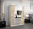 150 cm breiter Kleiderschrank mit 2 Türen | 5 Fächer | Farbe: Sonoma Eiche / Weiß Abbildung
