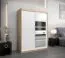 150 cm breiter Kleiderschrank mit 5 Fächern und 2 Türen | Farbe: Sonoma Eiche / Weiß Abbildung