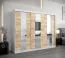 Großer 250 cm breiter Kleiderschrank mit 3 Türen | 10 Fächer | Farbe: Sonoma Eiche / Weiß Abbildung