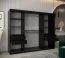 250 cm breiter Schiebetürenschrank mit 3 Türen | 10 Fächer | 2 Kleiderstangen | Farbe: Schwarz Abbildung