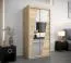 100 cm breiter Schiebetürenschrank mit 5 Fächern und 2 Türen | Farbe: Sonoma Eiche | Laminiert Abbildung