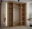 Kleiderschrank Mina mit Schiebetüren und Spiegeln in Eiche/Schwarz, viel Stauraum, auch für Wohnzimmer geeignet, Anti Staubbürsten, 235,2 x 190 x 60 cm