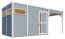Gartenhaus Basel 03 mit Anbaudach inkl. Fußboden und Dachpappe, Hellgrau lackiert - 19 mm Elementgartenhaus, Nutzfläche: 7,70 m², Flachdach