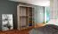 Schiebetürenschrank / Kleiderschrank Jan 03B mit Spiegel, Farbe: Weiß matt / Schwarz - Abmessungen: 200 x 150 x 62 cm ( H x B x T)