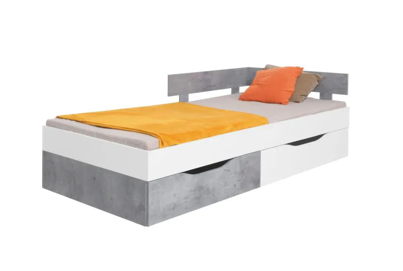 Kinderbett / Jugendbett Lede 16, Farbe: Grau / Weiß - Liegefläche: 120 x 200 cm