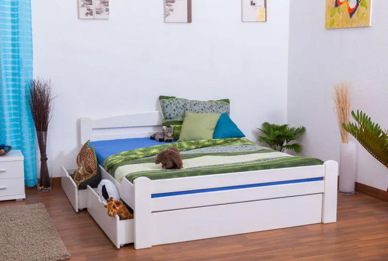 Weißes Buche Holzbett 160 x 200 cm Weiß Abbildung