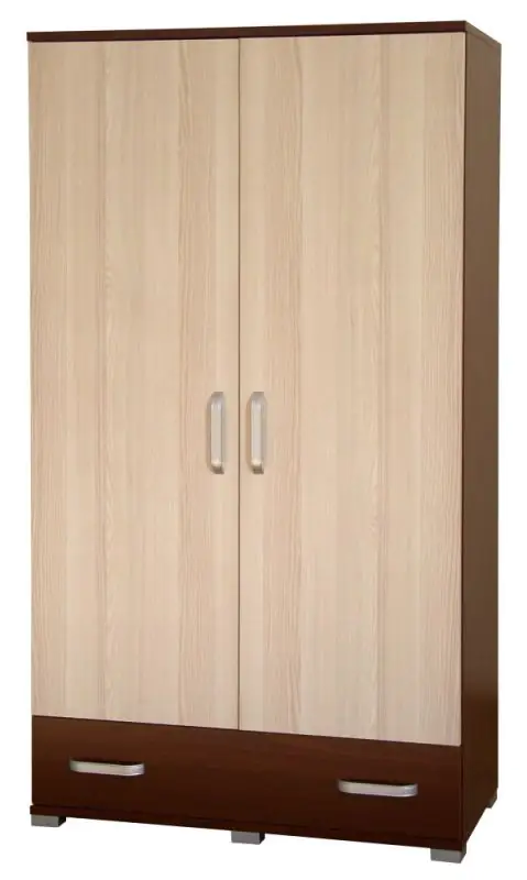 90 cm breiter Kleiderschrank mit 2 Türen | Farbe: Nuss Abbildung
