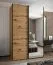 Kleiderschrank / Schiebetürenschrank | 245,5 x 150 x 64 cm | 6 Fächer | Farbe: Eiche Artisan | 2 Kleiderstangen | 2 Schiebetüren | Soft-Close | Spiegel