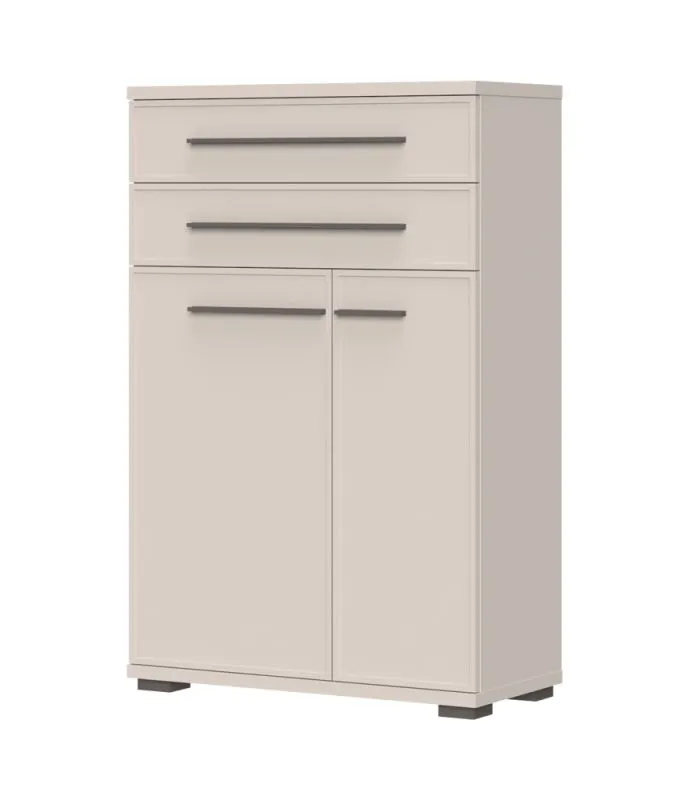 Schlichter Schuhschrank mit zwei Schubladen Neiafu 107, Farbe: Kaschmir, zwei Holzeinlegeböden, Soft-Close-System, verstellbare Füße, Maße: 117 x 76 x 36 cm
