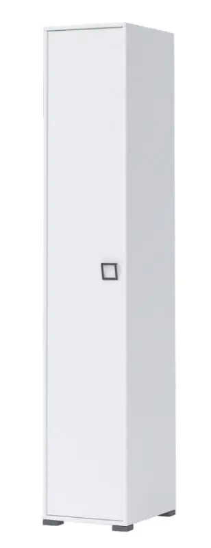 Drehtürenschrank / Kleiderschrank 16, Farbe: Weiß - Abmessungen: 236 x 44 x 56 cm (H x B x T)