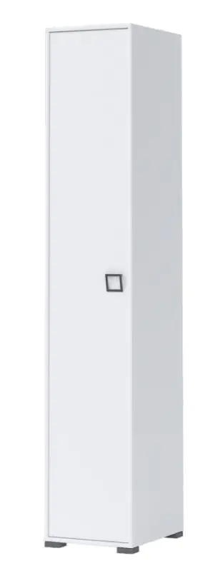 Schmaler 44 cm breiter Kleiderschrank mit 1 Tür | Kleiderstange | Farbe: Weiß Abbildung