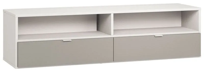 TV-Unterschrank Bellaco 36, Farbe: Weiß / Grau - Abmessungen: 49 x 180 x 47 cm (H x B x T)
