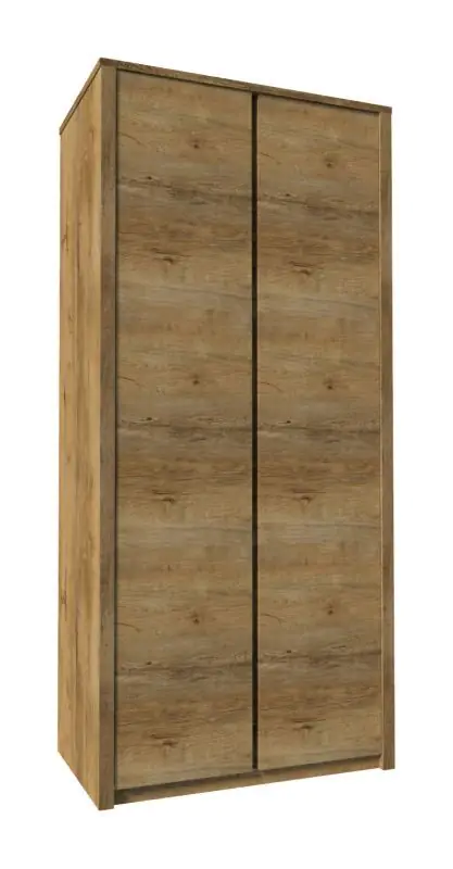 90 cm breiter Kleiderschrank mit 2 Türen | Farbe: Eiche Dunkelbraun Abbildung