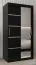 Schiebetürenschrank / Kleiderschrank Jan 01B mit Spiegel, Farbe: Schwarz - Abmessungen: 200 x 100 x 62 cm ( H x B x T)
