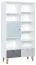 Jugendzimmer - Regal Syrina 15, Farbe: Weiß / Grau / Blau - Abmessungen: 202 x 105 x 45 cm (H x B x T)