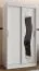 Schiebetürenschrank Lagginhorn 02, Farbe: Weiß, 1 Meter breit, Aluminiumschienen, eine Spiegeltür, Kleiderschrank, fünf Fächer, zwei Kleiderstangen