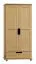 Kleiderschrank | 2 Drehtüren | 1 Schublade | mit Kleiderstange | 80 cm breit | Massivholz | Farbe: Natur Abbildung